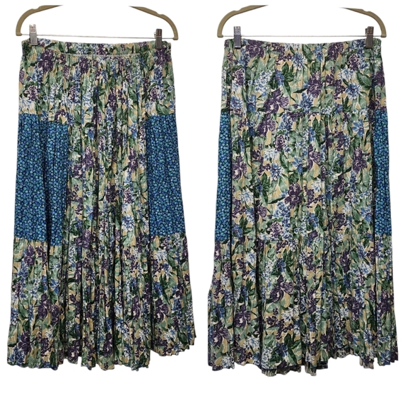 Vintage Floral patchwork Patterned midi Skirt - Picture 1 of 5